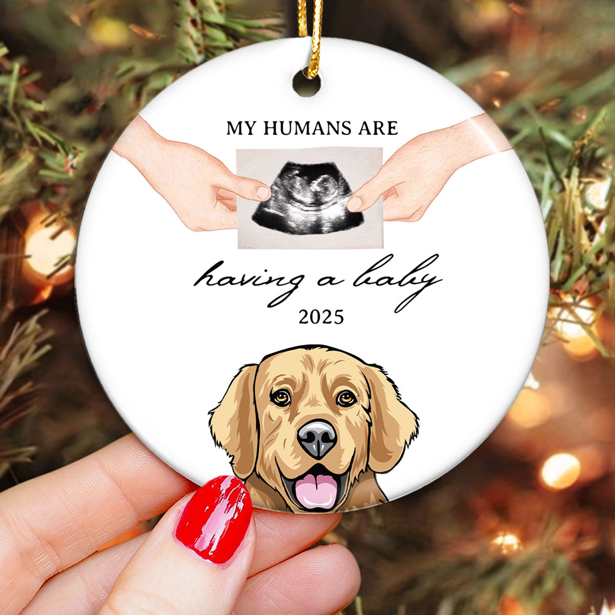 My Human Having A Baby, Personalized Pregnancy Announcement Ornament with Dogs Cats, Expecting Family Christmas Keepsake, Custom Gift
