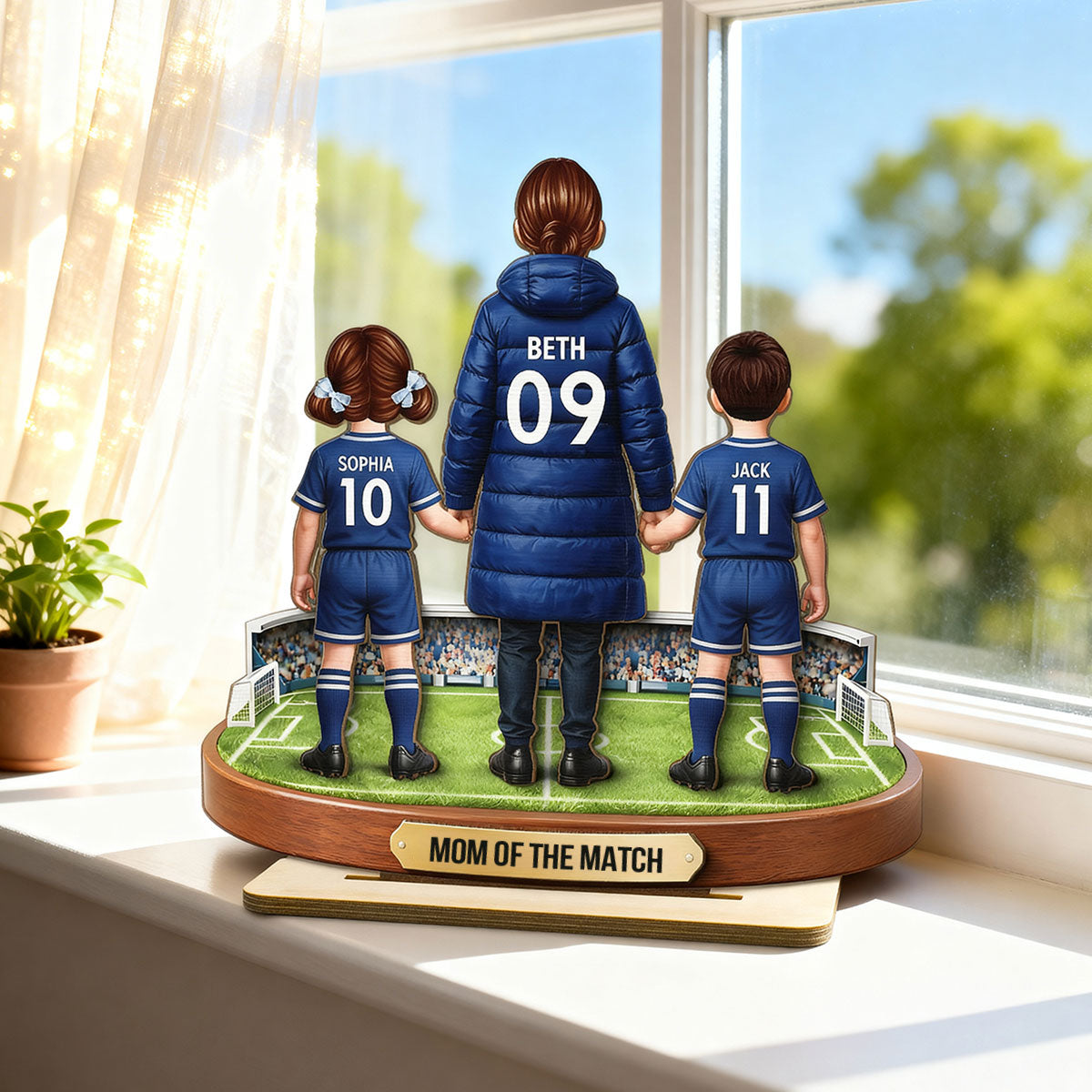 Mom of the Match - Personalized 2-Layered Wooden Plaque – Gift for Football Mom