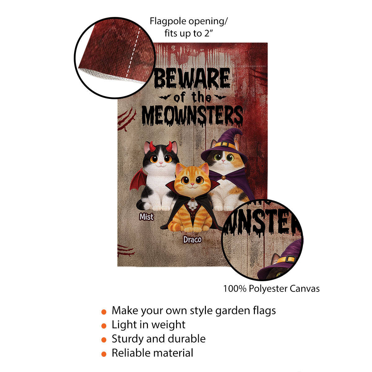Halloween Horror Theme Beware Of Little Meownsters Cats - Personalized Garden Flag - Halloween Decor For Cat Lovers
