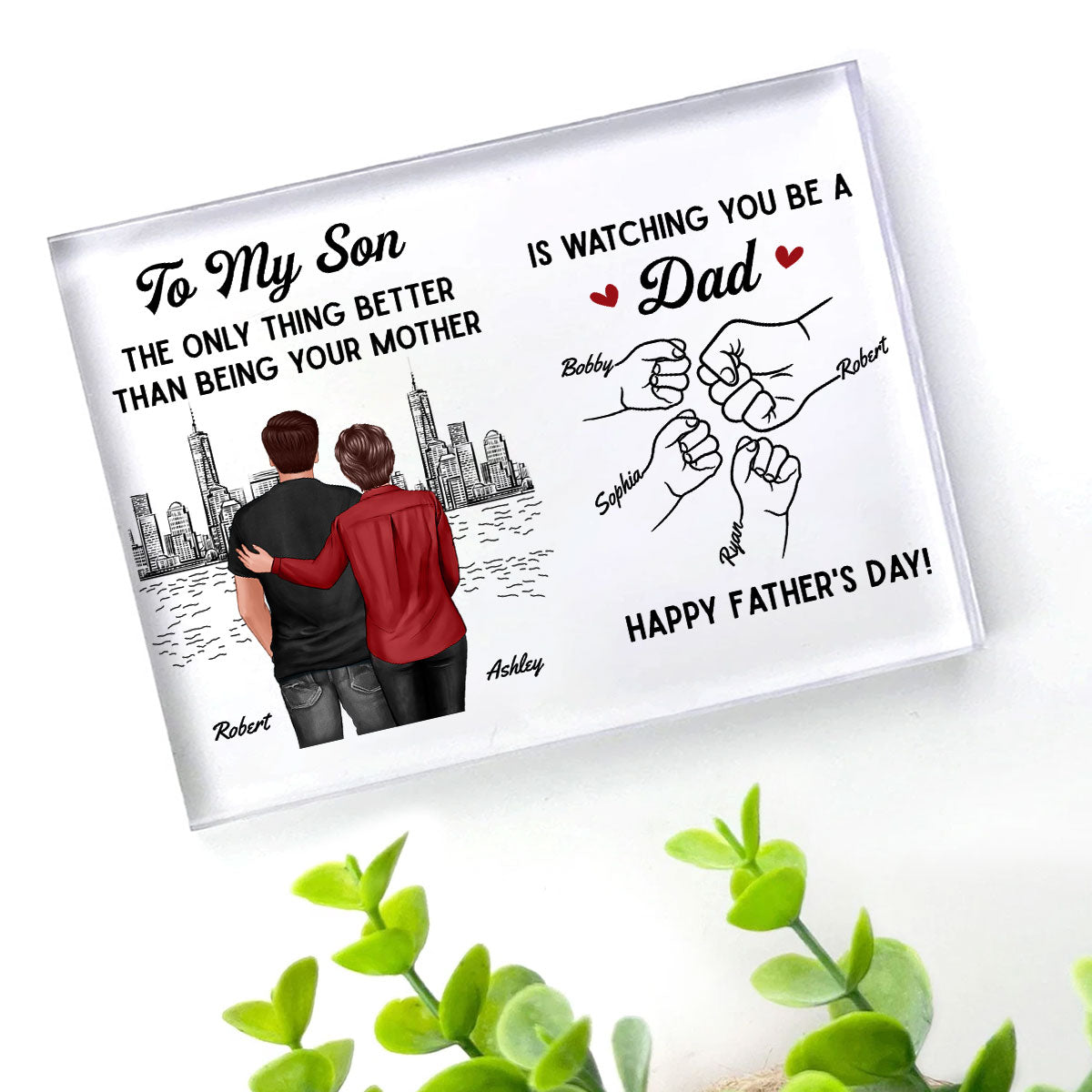 From Mom To Son Watching You Be A Dad Personalized Acrylic Block Plaque, Gift For Son