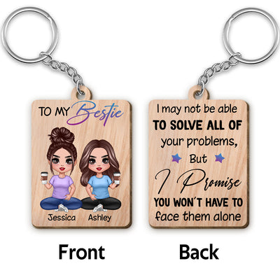 Doll Besties To My Bestie Personalized Wooden Keychain