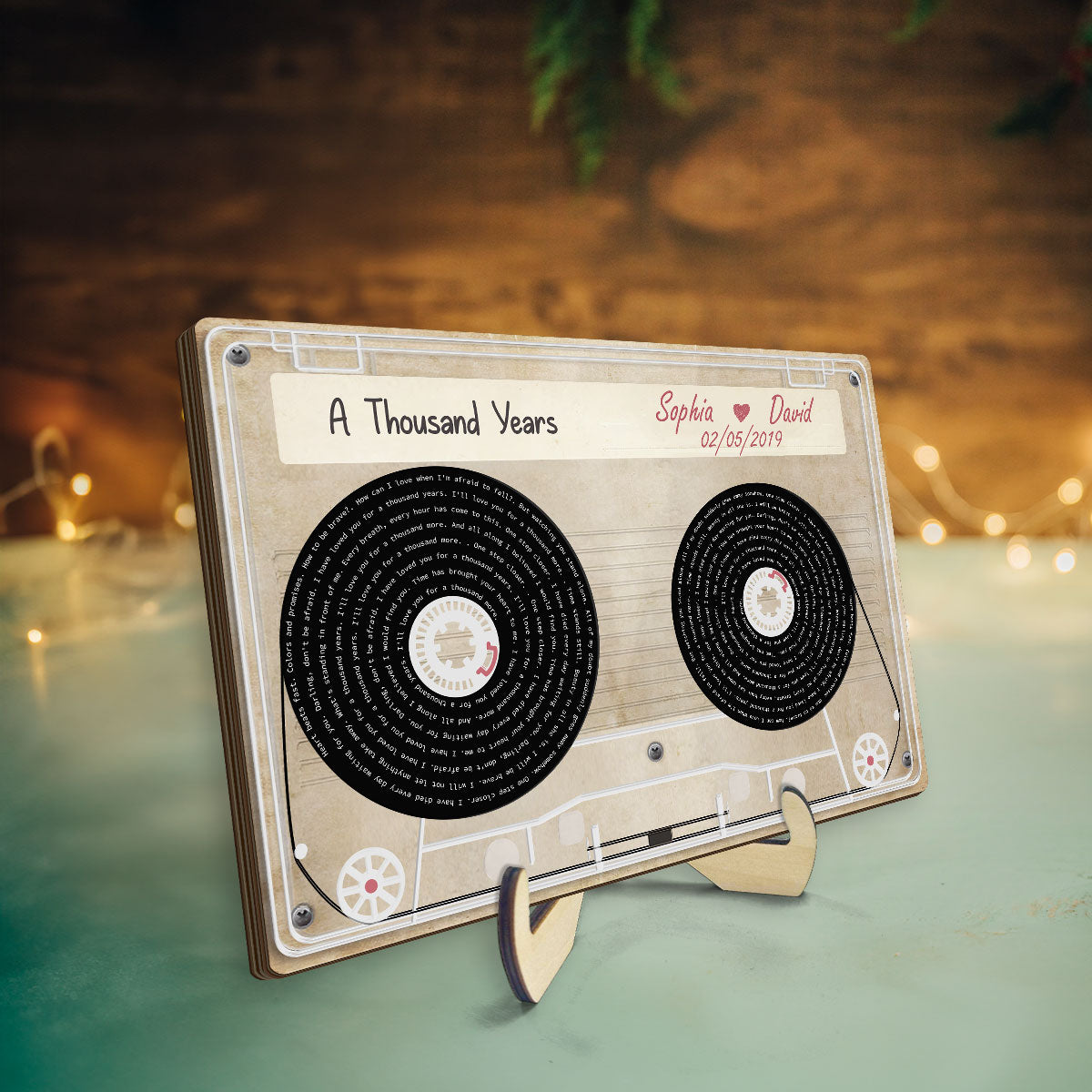 Couple Favorite Song Lyrics Cassette Tape Valentine's Day, Wedding, Anniversary, Unique Gift for Him or Her Personalized 2-Layer Plaque