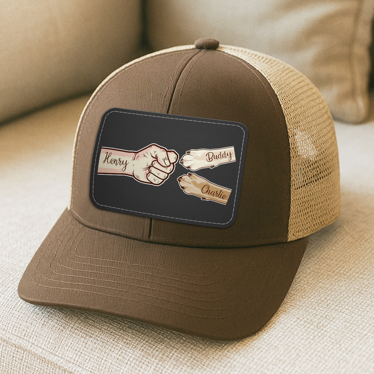 Dog Dad Fist Bump Personalized Trucker Cap, Dad Snapback Hat, Father's Day Gift for Dog Dads