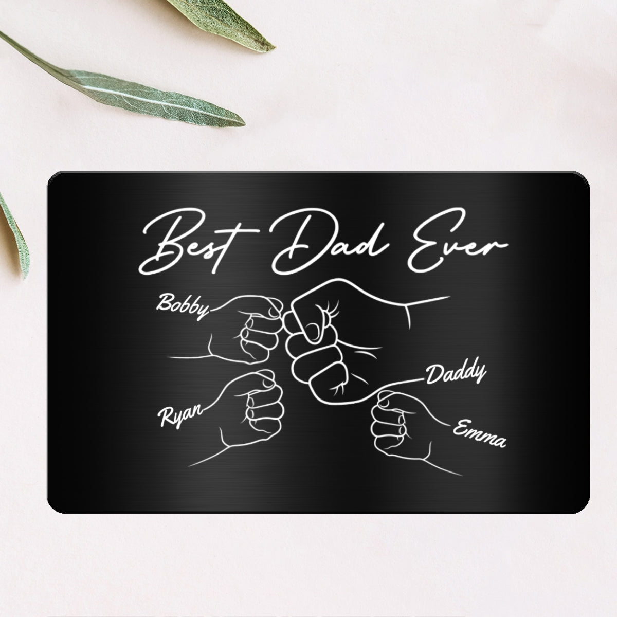 Best Dad Ever Fist Bump Hands Gift For Dad Personalized Metal Wallet Card