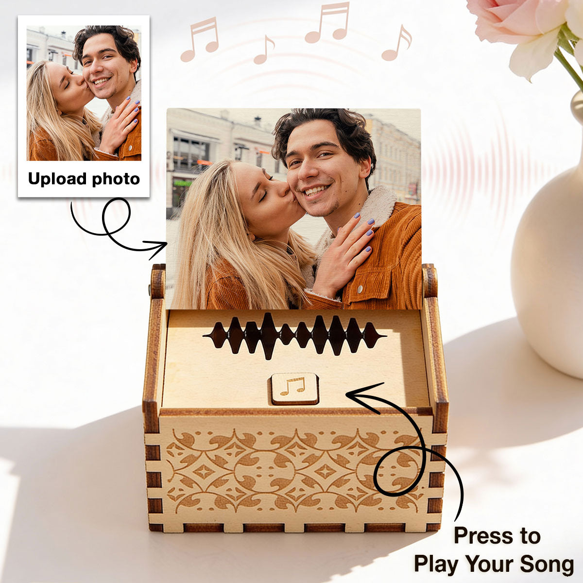 Custom Photo Custom Song - Personalized Wooden Music Box