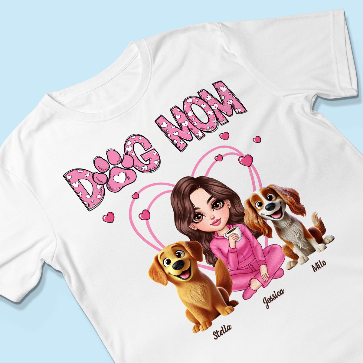 Pink Dog Mom Funny Cartoon Dog Personalized Shirt,  Gift For Dog Lovers, Dog Moms