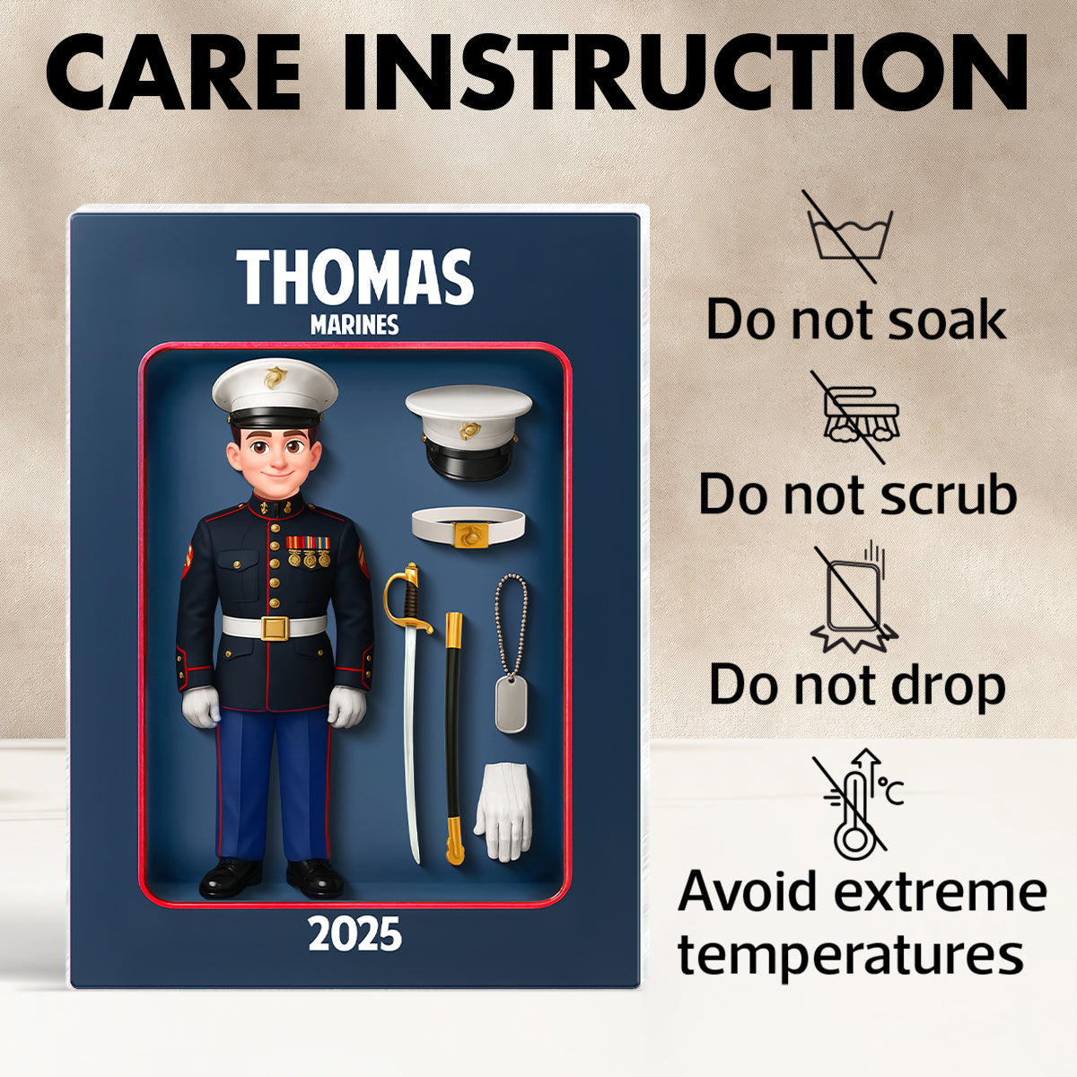 Marines Action Figure 3D Effect - Personalized Acrylic Block - Special Gift For The Marines