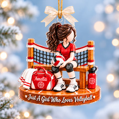 Just a Girl Who Loves Volleyball - Personalized Acrylic Ornament - Christmas Gift for Daughter, Granddaughter