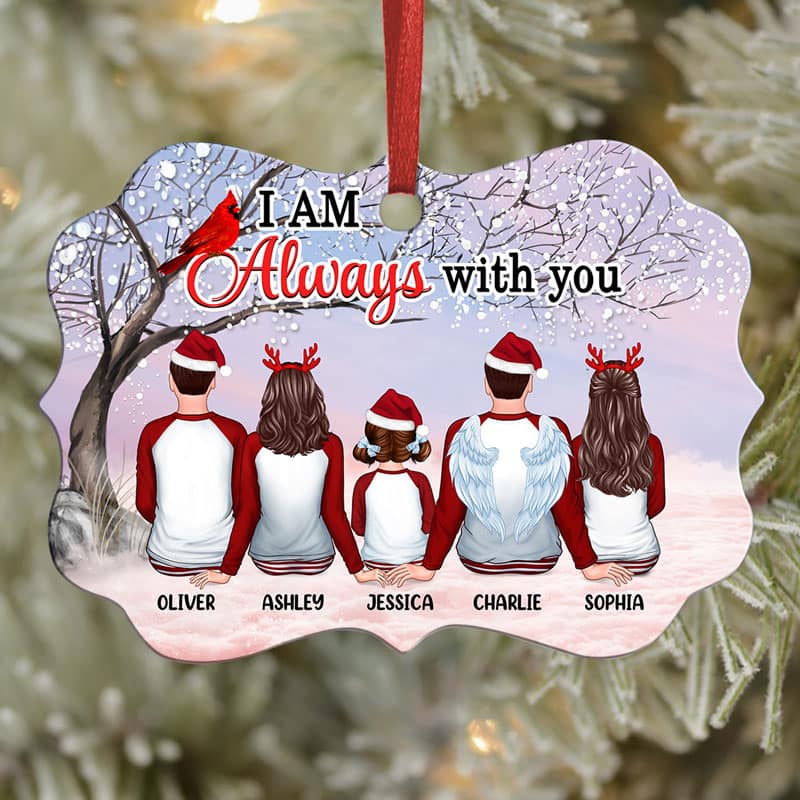 Family Pajamas Sitting Blossom Tree Personalized Christmas Ornament
