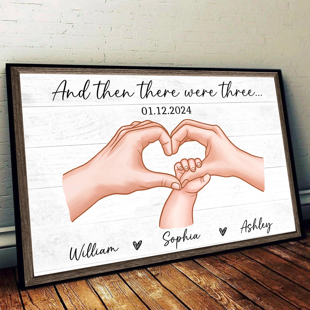 Family Of Three Personalized Poster, Heartfelt Gift For New Mom, New Dad, New Parents