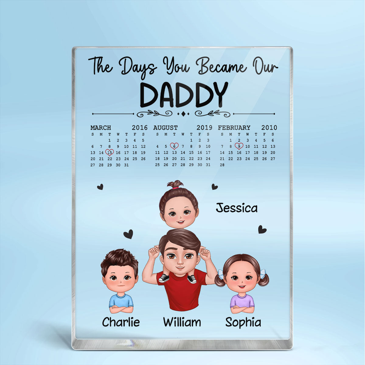 Doll Dad And Kids Piggyback The Days You Became Our Dad Personalized Vertical Rectangle Acrylic Block Plaque