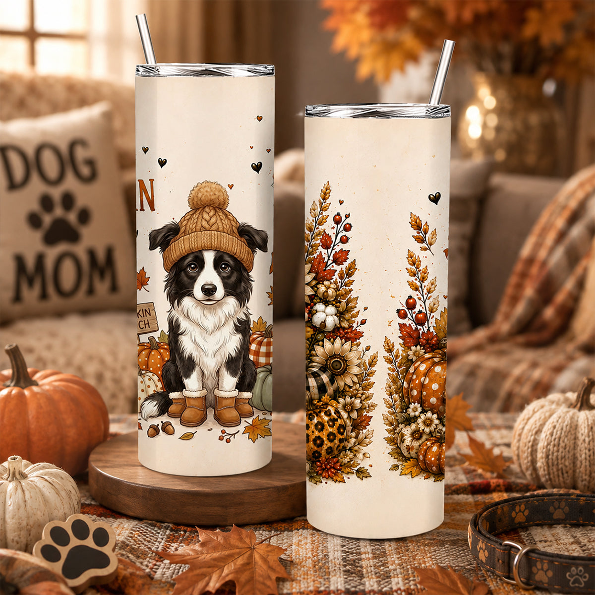 Hello Pumpkin Season Custom Dog Photo - Personalized Tumbler - Fall Gift for Dog Cat Lovers