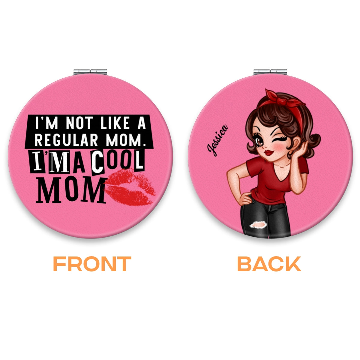 Cool Mom Not Regular Mom Personalized Circle Compact Mirror