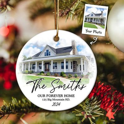 Personalized Watercolor House Portrait From Photo Ornament, Unique Christmas Gift, Housewarming Gift