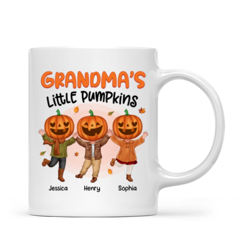 Grandma‘s Little Pumpkins Happy Kids With Pumpkin Head Personalized Fall Season Mug