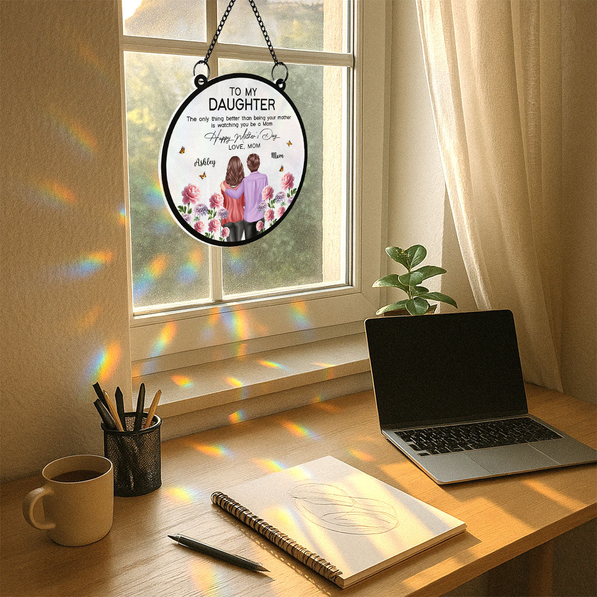 To My Daughter From Mom Happy Mother's Day Birth Flower Personalized Suncatcher, Gift For Daughter