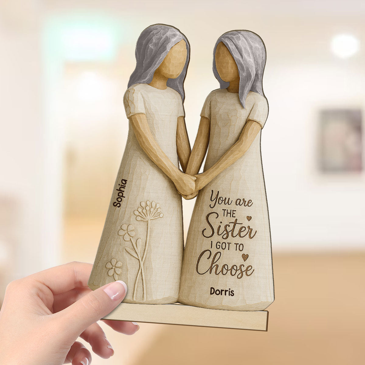 You Are The Sister I Got To Choose 3D Effect Personalized Standing Flat Wooden Plaque, Birthday Gift Friendship Gift for Besties, Lifelong Friends