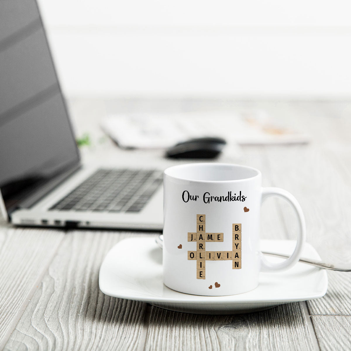 Grandkids Crossword Puzzle Art Personalized Mug, Gift For Grandma, Gift For Mom