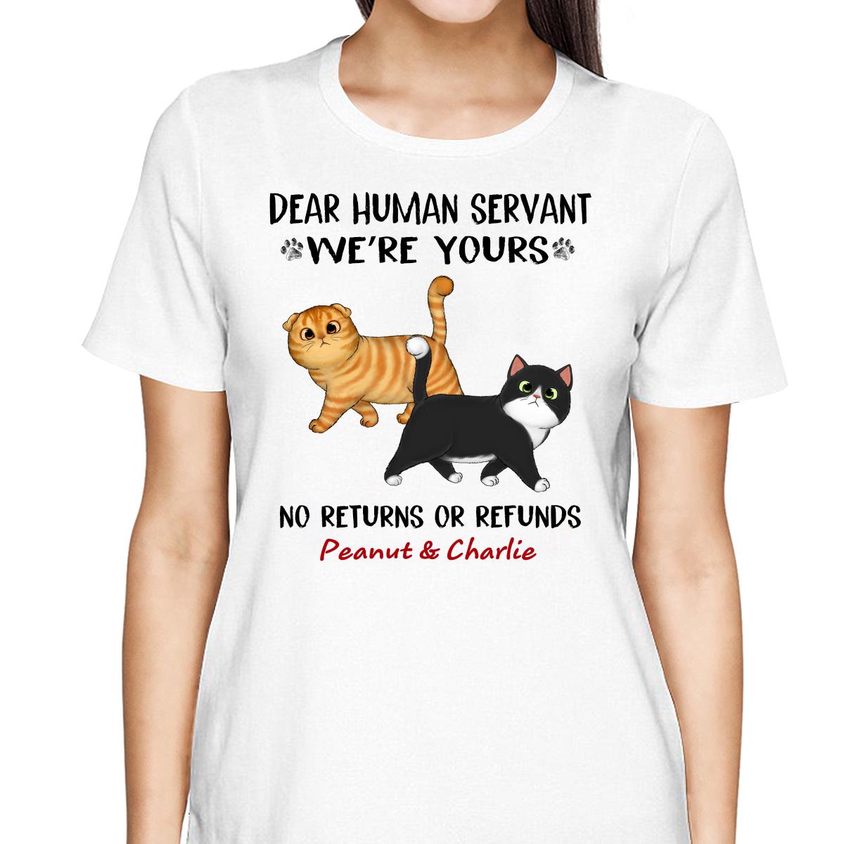 Dear Cat Dad Mom We‘re Yours Walking Fluffy Cat Personalized Shirt
