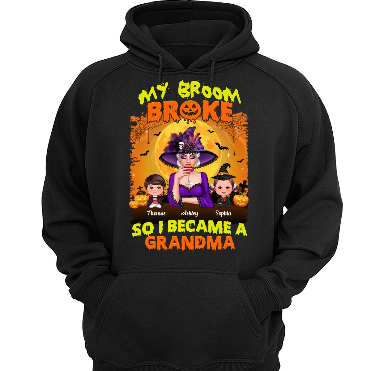 Yellow And Orange Grandma Witch Personalized Shirt