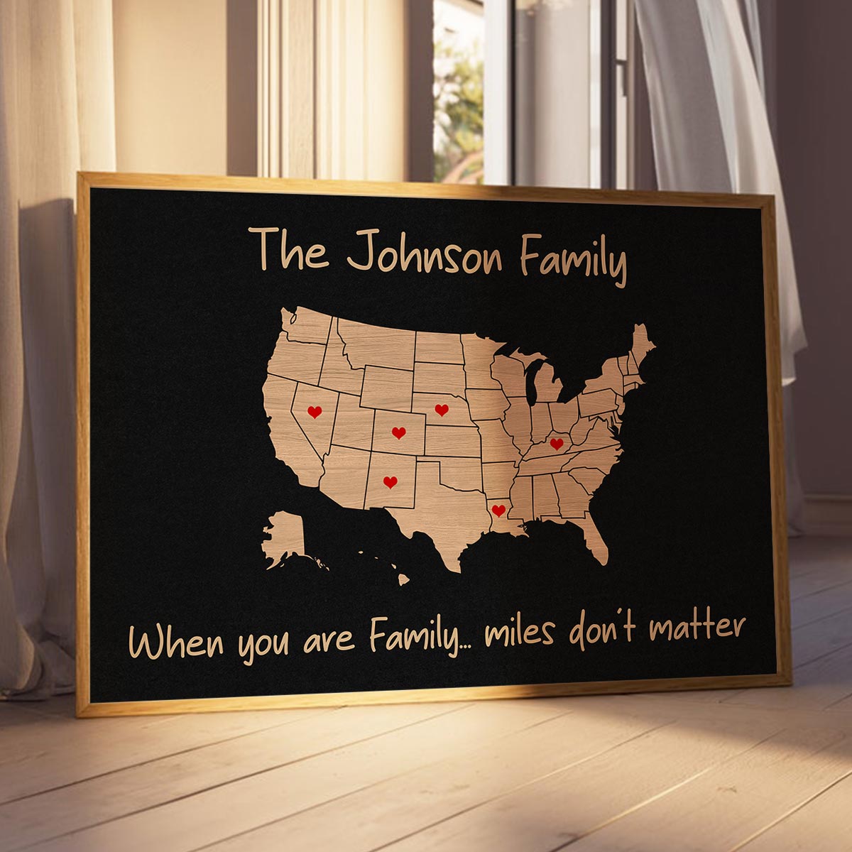 Family Close At Heart State Map Personalized Poster