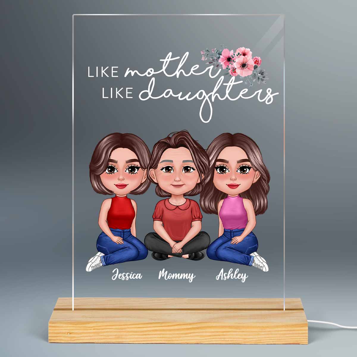 Like Mother Like Daughter Pretty Doll Personalized Acrylic LED Night Light
