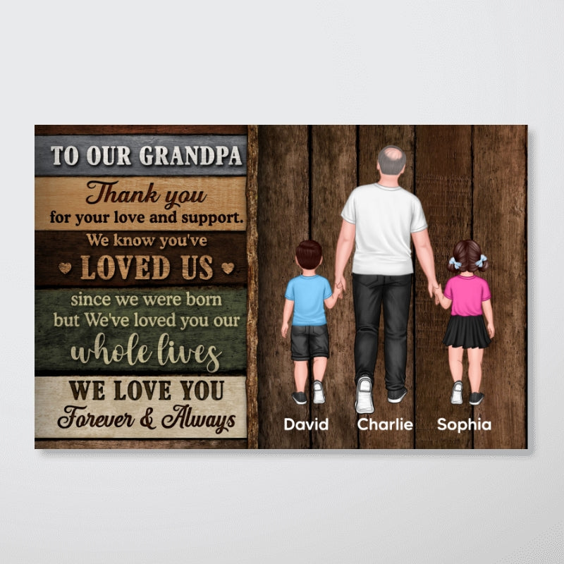 Colored Wood Pallets To Grandpa From Grandchildren Happy Father's Day Personalized Poster