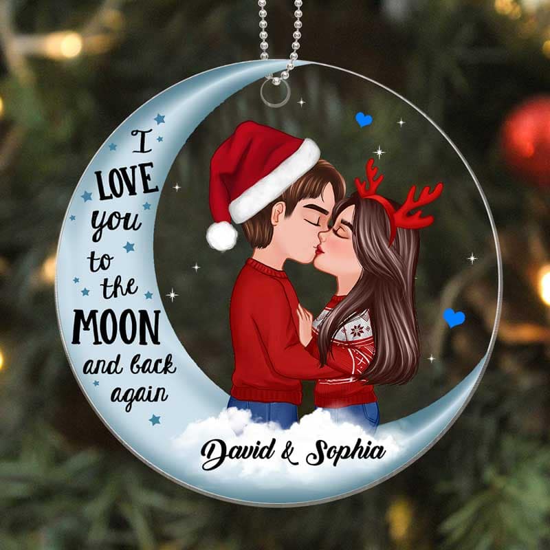 Couple Love To The Moon Personalized Acrylic Ornament