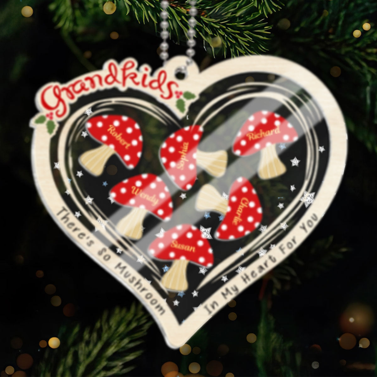 Grandkids There Is So Mushroom In My Heart For You Personalized Shaker Ornament