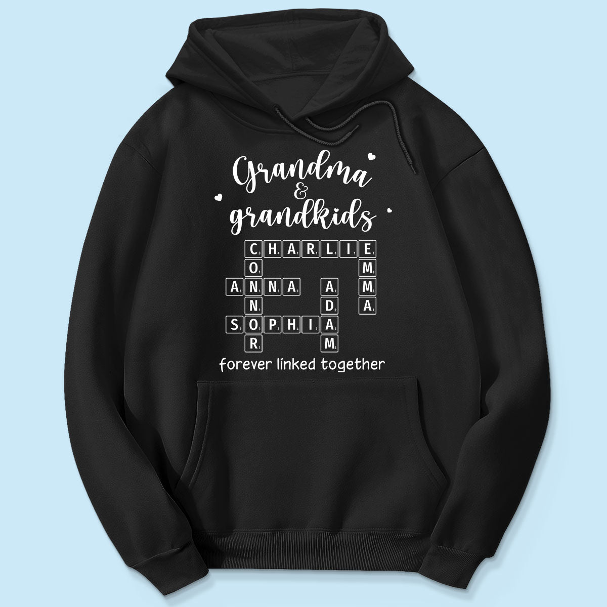 Grandma Grandpa & Grandkids Forever Linked Together Crossword Puzzle Art Personalized Shirt