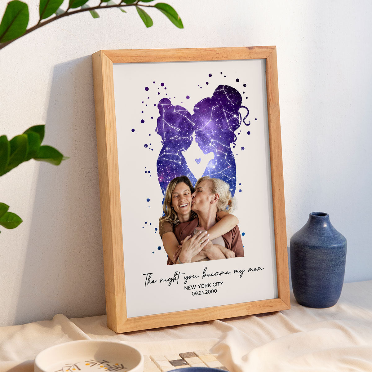 Mother Daughter The Day You Became My Mom Personalizede Poster, Custom Star Map, Capture the Precious Moment, Gift, Constellation Print, Real Astronomical Data