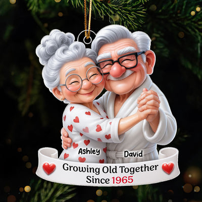 Personalized Old Couple Dancing Acrylic Ornament, Growing Old Together, Christmas Gift For Couple, For Her, For Him, For Wife, For Husband, For Grandparents