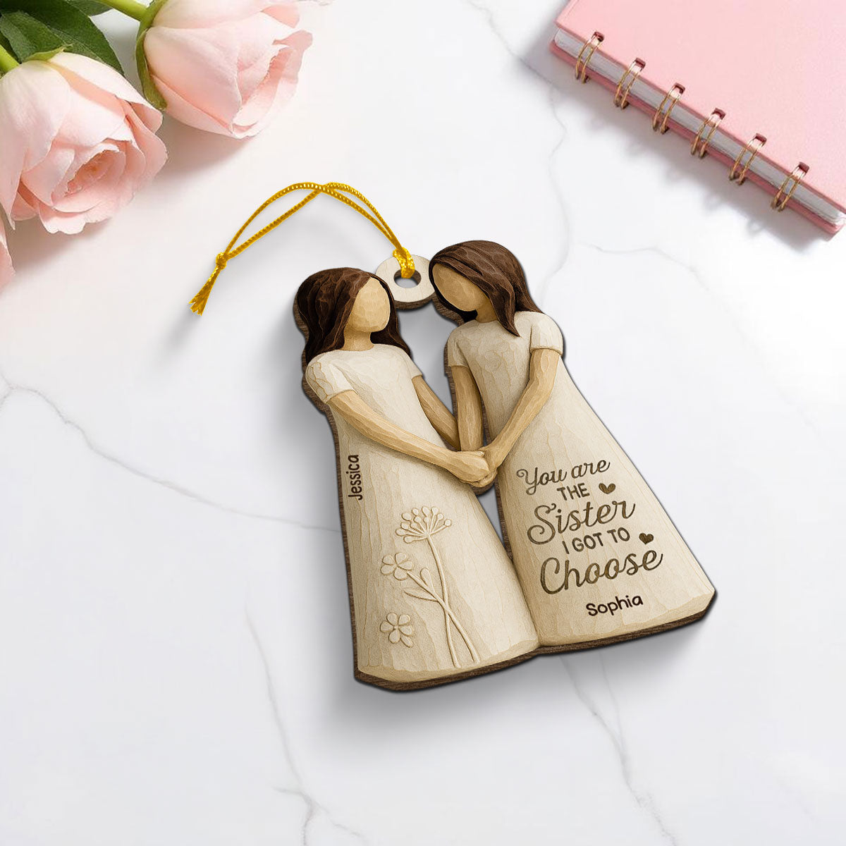 You Are The Sister I Got To Choose Personalized Wooden Ornament, Birthday Gift Friendship Gift for Besties, Best Friends