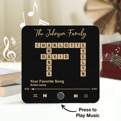 Family Crossword Art - Created In A Moment, Treasured Forever Personalized Music Fridge Magnet, Mother's Day, Father's Day Gift