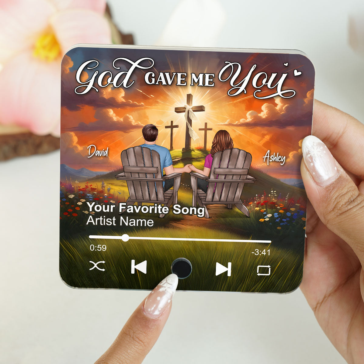 God Gave Me You Couple Sitting Personalized Music Fridge Magnet, Heartfelt Gift For Couple, For Him, For Her, Boyfriend, Girlfriend, Husband, Wife