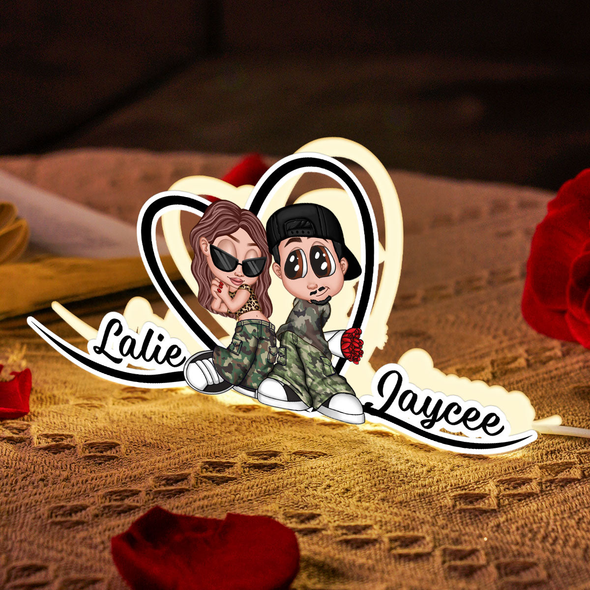 Y2K Couple Heart Shape With Names - Personalized Light Box - Unique Gift For Him, Gift For Her