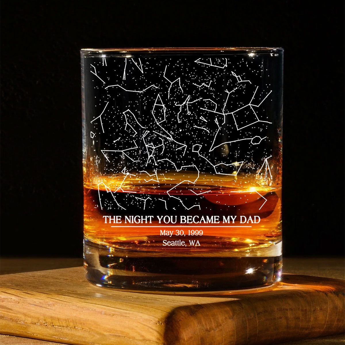 The Day You Became My Dad Custom Star Map by Date Personalized Wine Glass, Father's Day Gift for Dad, Gift for Husband