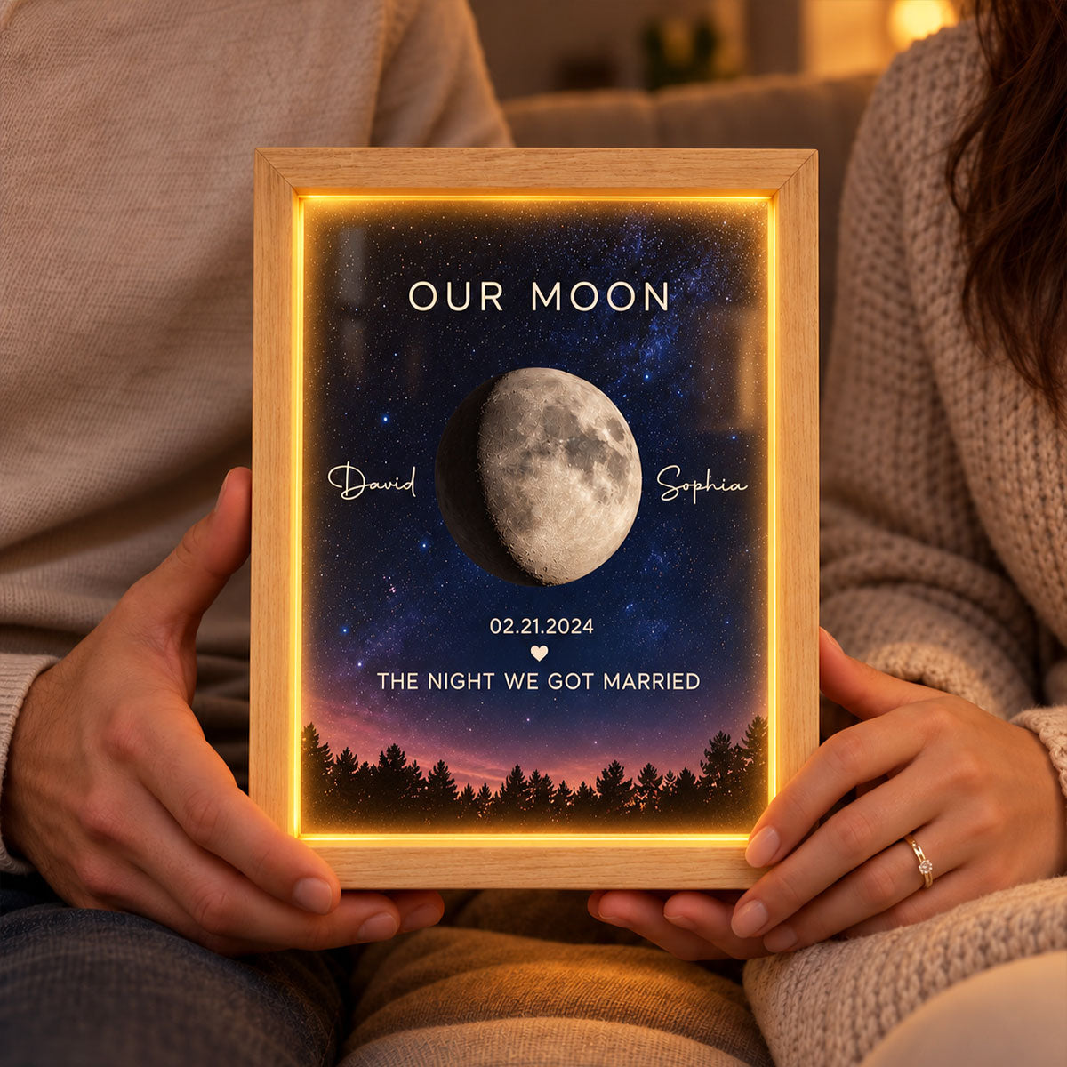 Custom Moon Phase by Date - Personalized Mirror Light Box - Heartfelt Christmas Gift for Her, for Him, Anniversary Gift for Couple