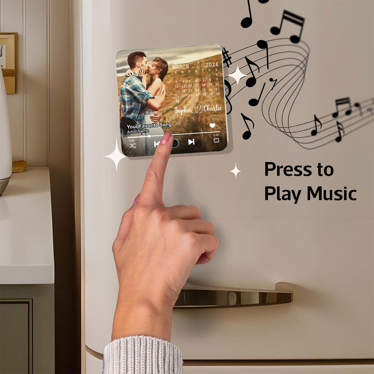 Upload Photo Calendar Anniversary Date Personalized Music Fridge Magnet, Anniversary  Gift For Him, For Her