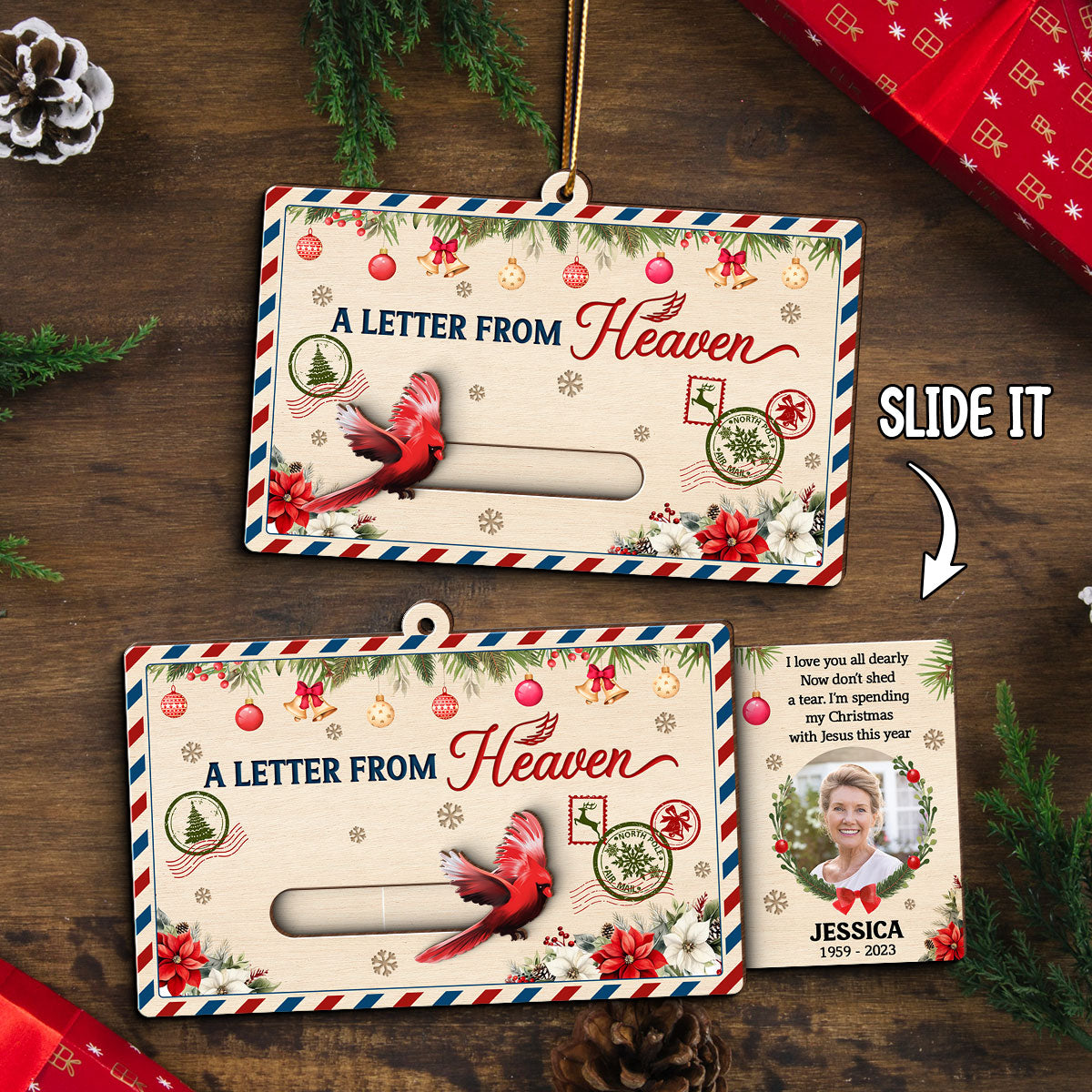 A Letter From Heaven Custom Photo - Personalized Slider Ornament - Meaningful Sympathy Gift Remembrance Keepsake