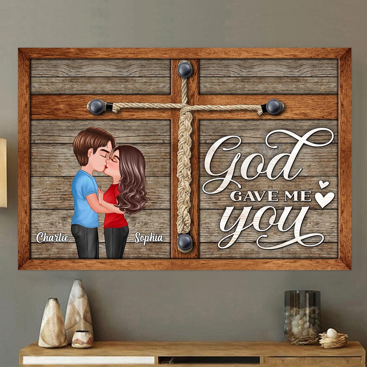 God Gave Me You Kissing Couple Gift For Him Her Personalized Poster