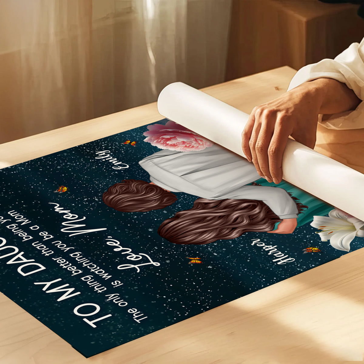 To My Daughter From Mom Happy Mother's Day Birth Flower Beautiful Hill At Night Personalized Poster