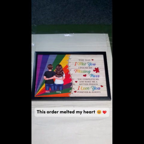 The Day I Met You LGBTQ Couple Hugging Standing Personalized Poster, Pride Month Gift