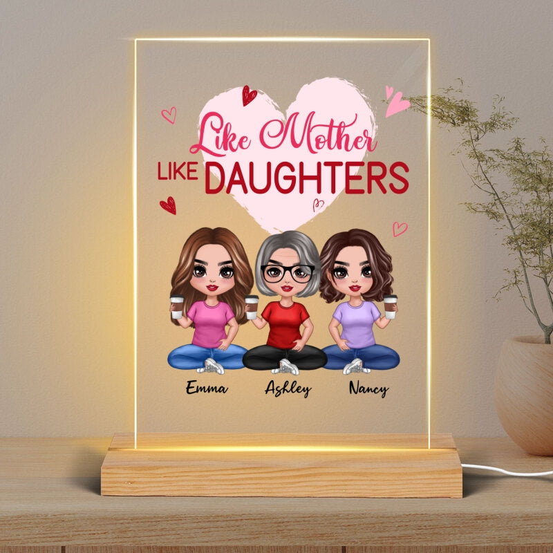 Heart Like Mother Like Daughter Doll Women Sitting Personalized Rectangle LED Night Light