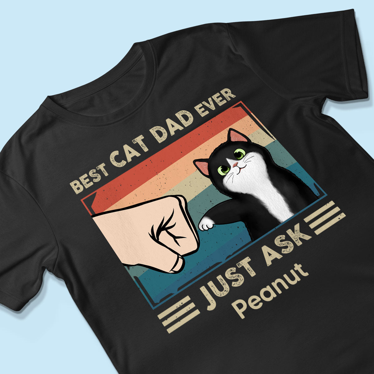 Best Cat Dad Ever Just Ask Fluffy Cats Retro Personalized Shirt