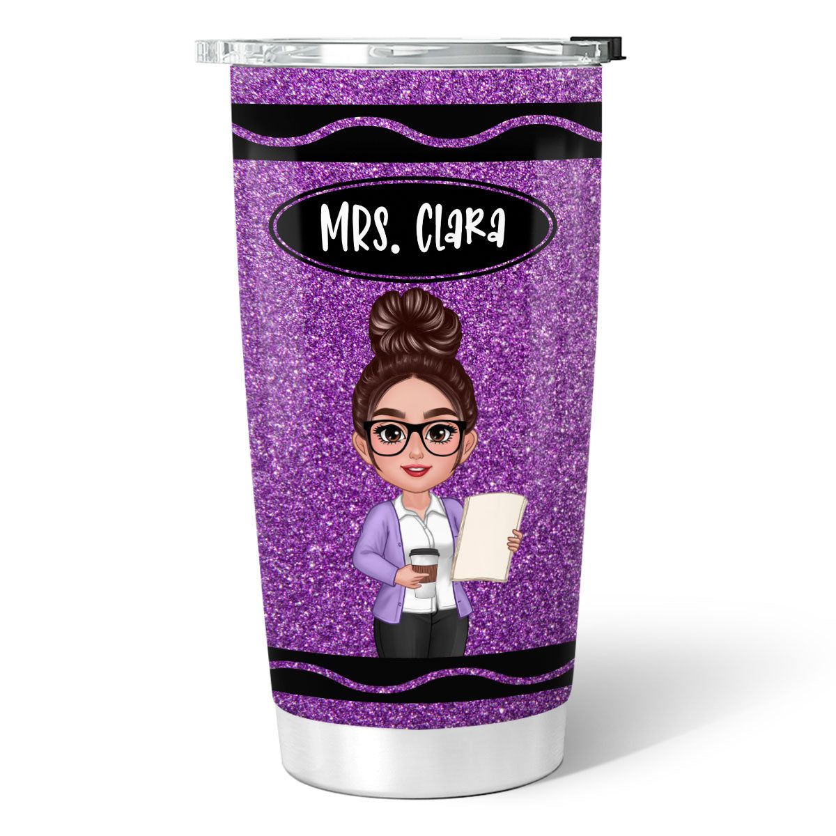 Teacher Crayon Personalized Tumbler| Back To School Gift For Teacher (Not Real Glitter)