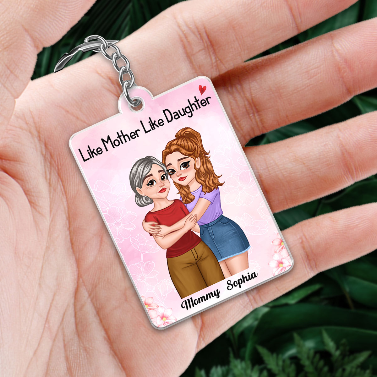 Like Mother Like Daughter Cartoon Hugging Mom Daughter Favorite Song QR Code Personalized Acrylic Keychain