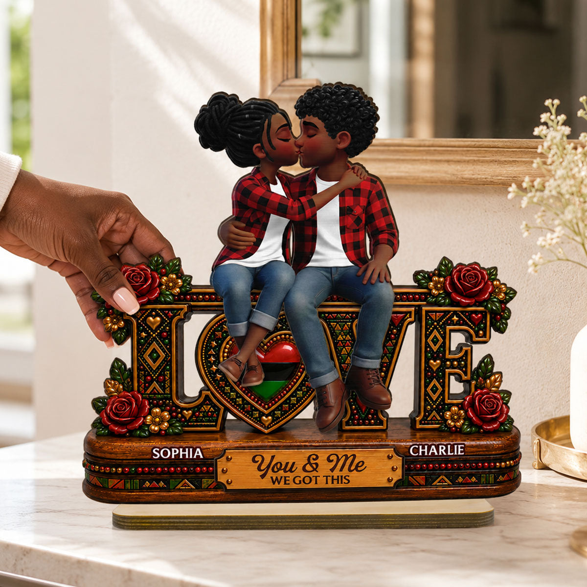Eternal Love Couple Together - Personalized 2-Layered Wooden Plaque - Anniversary Gift For Couple