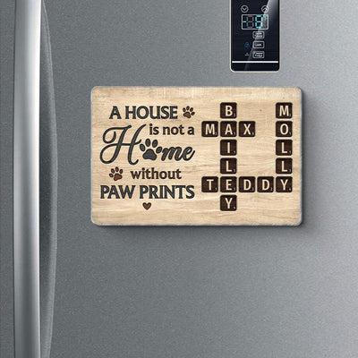 Pet Lover Home Decor Home With Paw Prints Crossword Puzzle Art Personalized Acrylic Fridge Magnet