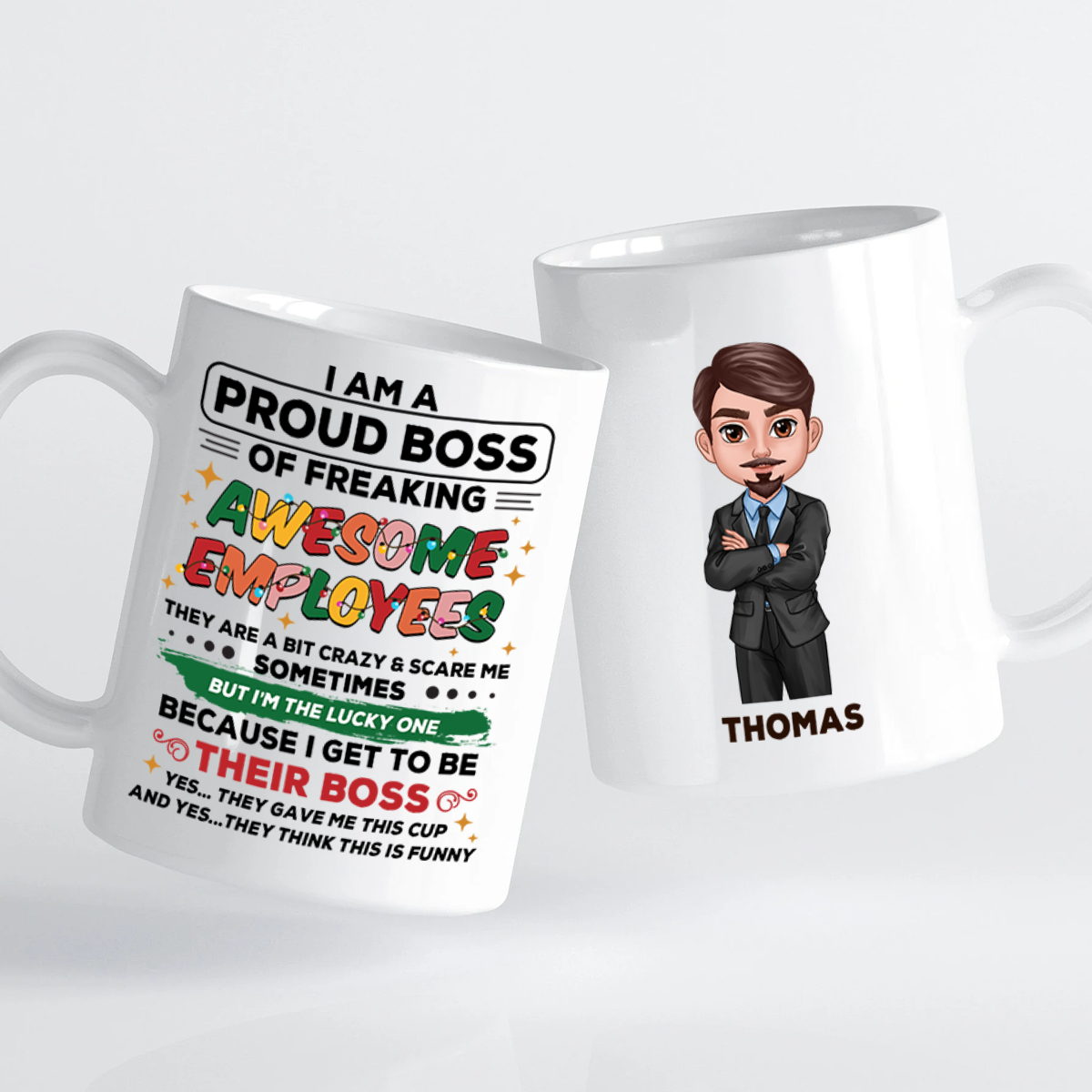 Proud Boss Of Freaking Awesome Employees Personalized Mug, Funny Christmas Gift For Boss